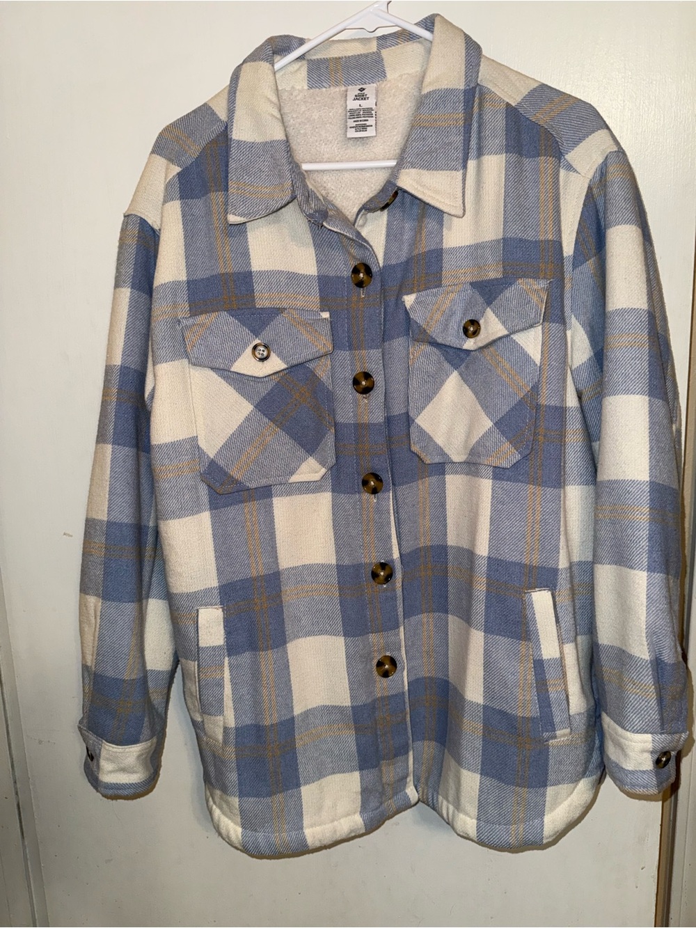 Women's Plaid Shacket shacket - Blue & Cream